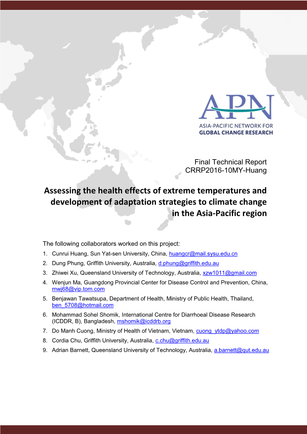 Assessing the Health Effects of Extreme Temperatures and Development of Adaptation Strategies to Climate Change in the Asia-Pacific Region