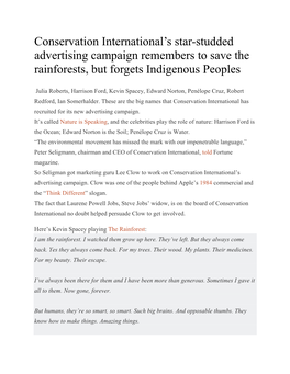 Conservation International's Star-Studded Advertising Campaign