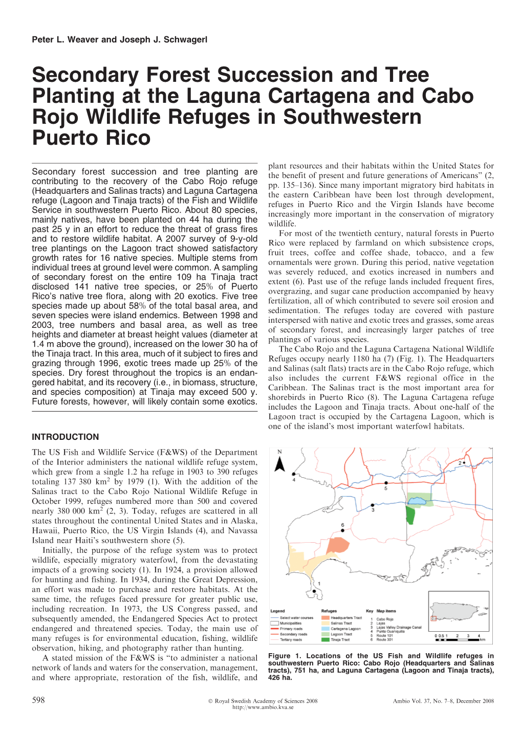 Secondary Forest Succession and Tree Planting at the Laguna Cartagena and Cabo Rojo Wildlife Refuges in Southwestern Puerto Rico