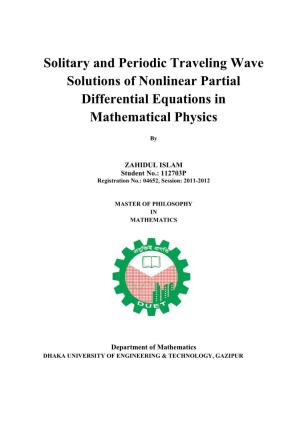 Solitary and Periodic Traveling Wave Solutions of Nonlinear Partial Differential Equations in Mathematical Physics