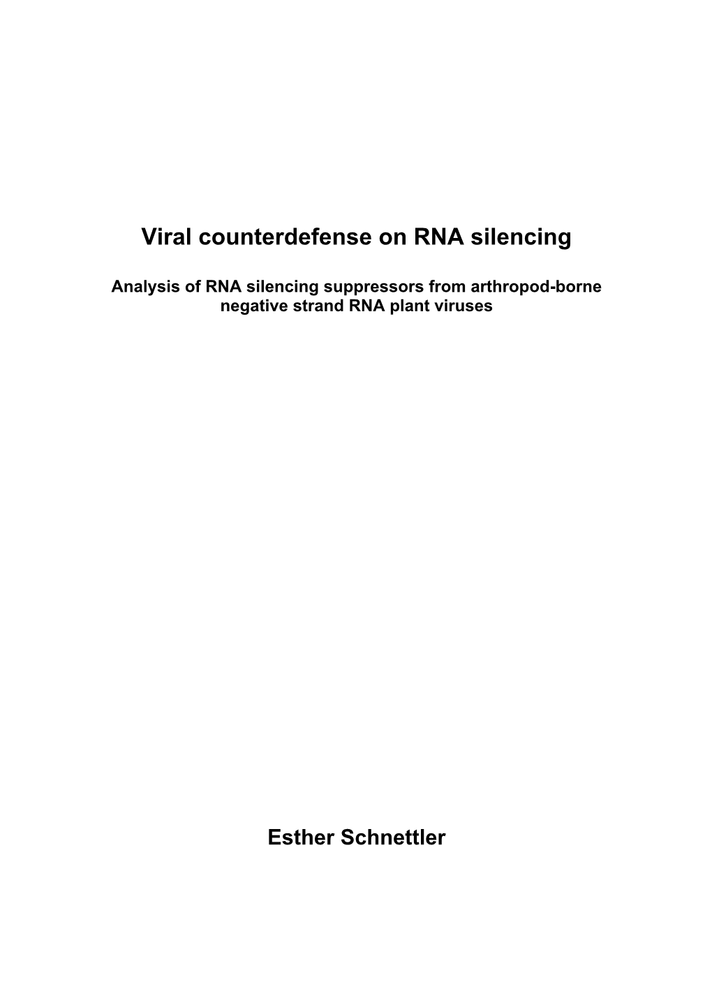 Viral Counterdefense on RNA Silencing