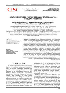 Heuristic Methods for the Design of Cryptographic Boolean Functions
