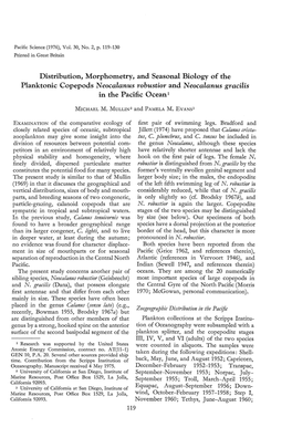 Distribution, Morphometry, and Seasonal Biology of the Planktonic Copepods Neocalanus Robustior and Neocalanus Gracilis