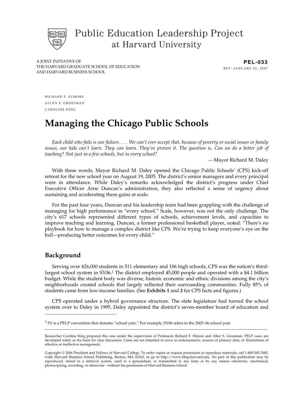 Managing the Chicago Public Schools