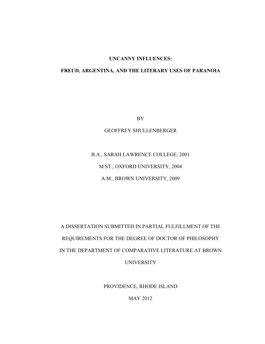 Freud, Argentina, and the Literary Uses of Paranoia