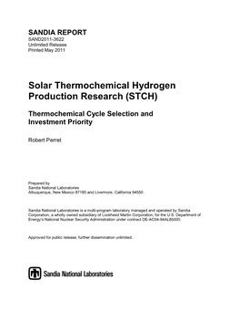 Solar Thermochemical Hydrogen Production Research (STCH)