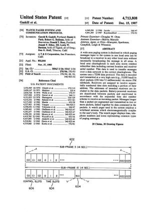 United States Patent [19] [11] Patent Number: 4,713,808 Gaskill Et Al
