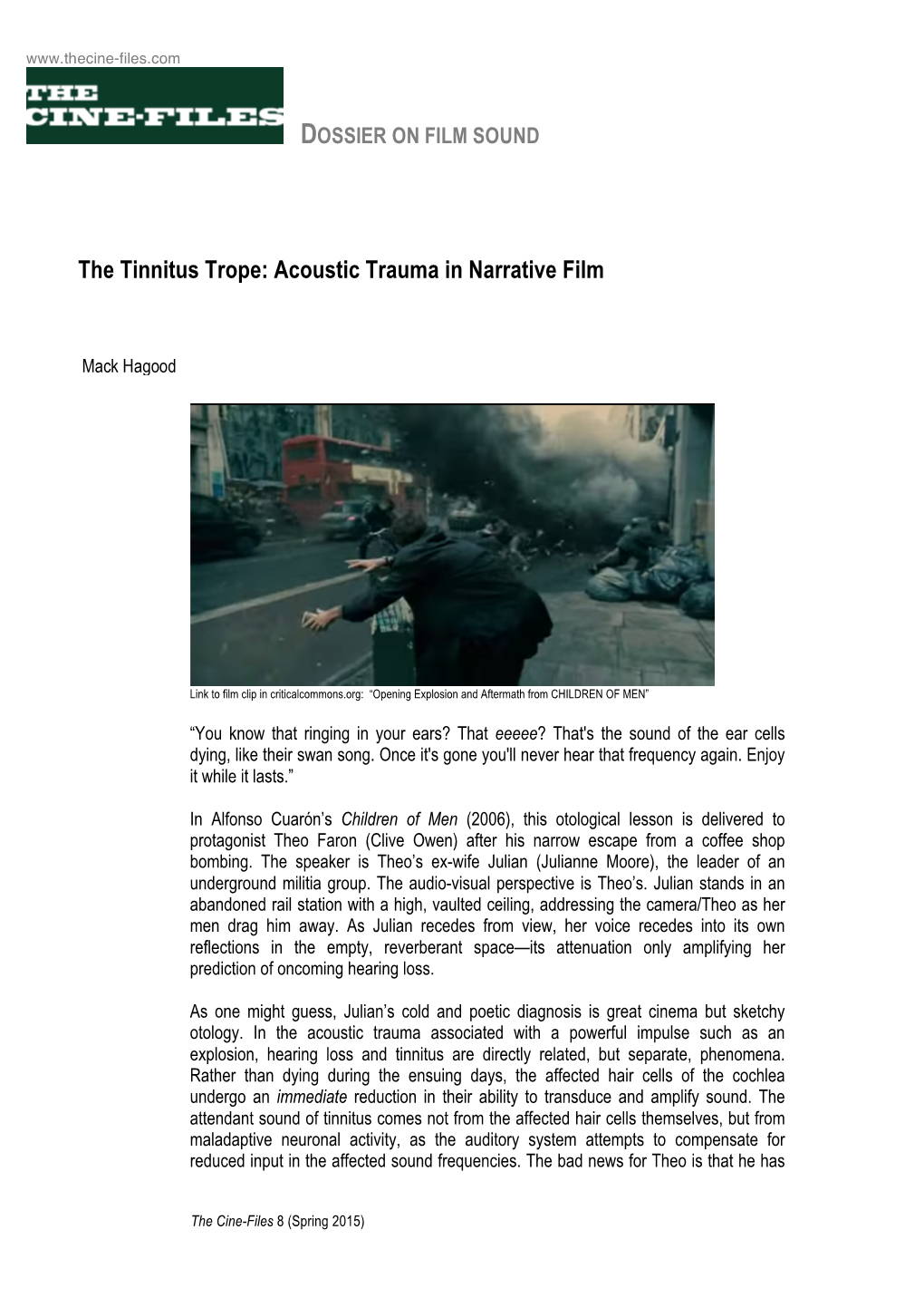 The Tinnitus Trope: Acoustic Trauma in Narrative Film