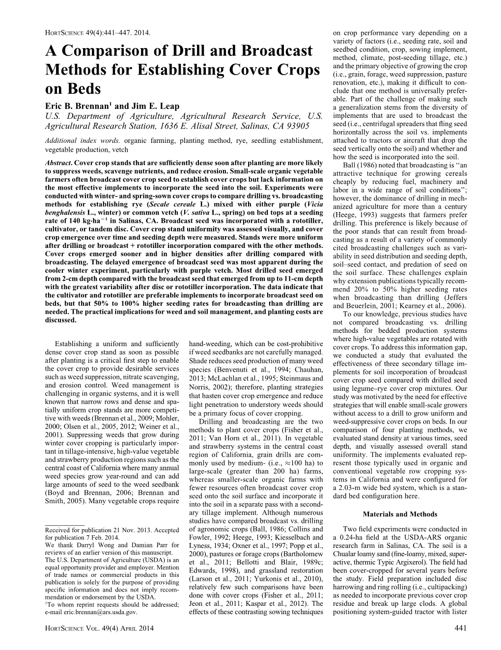 A Comparison of Drill and Broadcast Methods for Establishing Cover