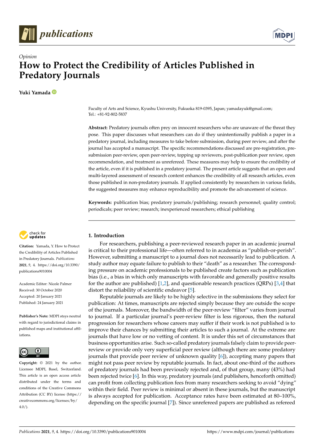 How to Protect the Credibility of Articles Published in Predatory Journals