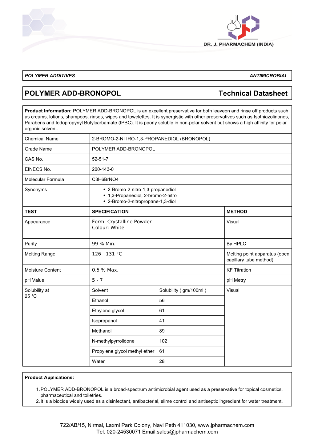 POLYMER ADD-BRONOPOL Technical Datasheet