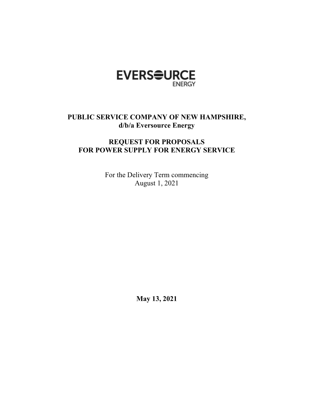 PUBLIC SERVICE COMPANY of NEW HAMPSHIRE, D/B/A Eversource Energy