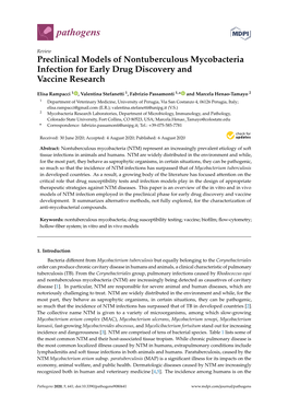 Preclinical Models of Nontuberculous Mycobacteria Infection for Early Drug Discovery and Vaccine Research