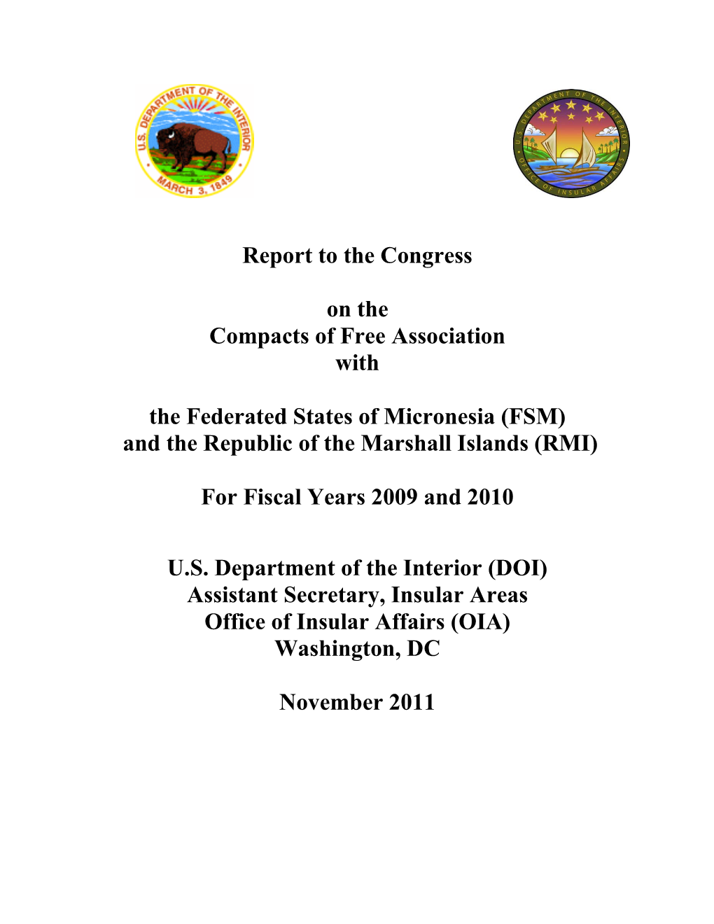 Report to the Congress on the Compacts of Free Association With
