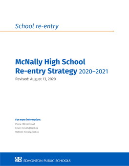 Mcnally High School Re-Entry Strategy ​2020–2021 Revised: August 13, 2020