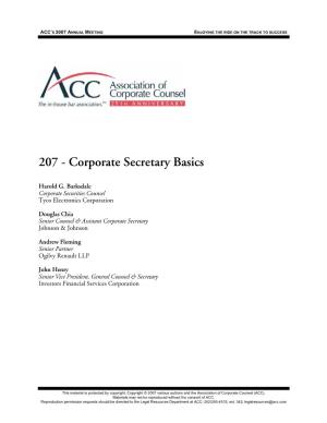 Corporate Secretary Basics