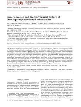 Diversification and Biogeographical History of Neotropical Plethodontid