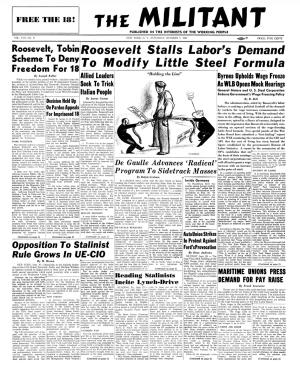 Roosevelt Stalls Labor's Demand to Modify Little Steel Formula