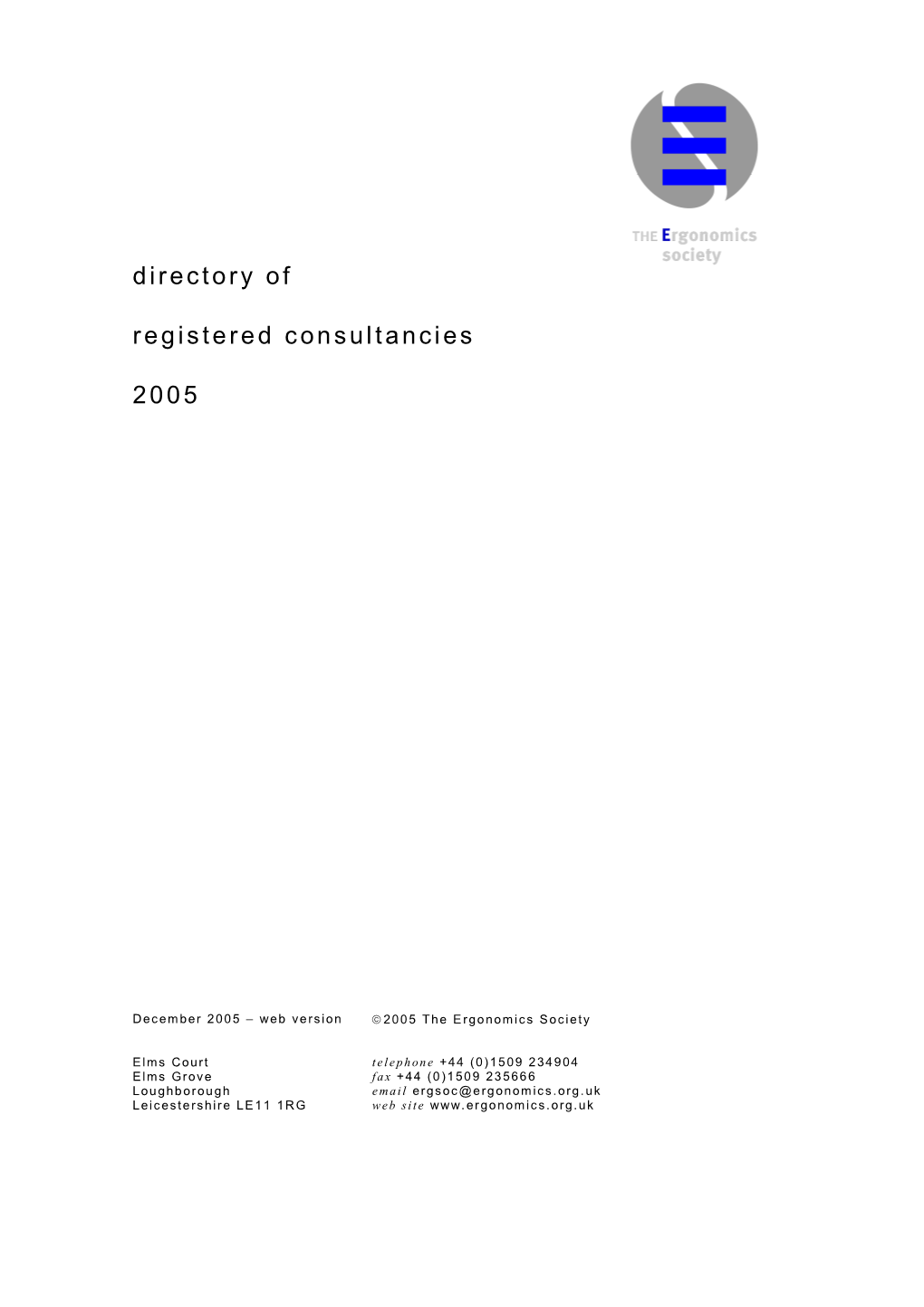 Directory of Registered Consultancies 2005