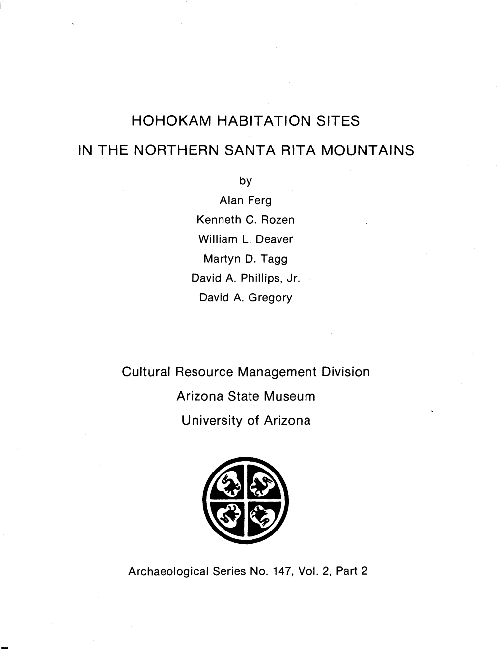 Hohokam Habitation Sites in the Northern Santa Rita Mountains