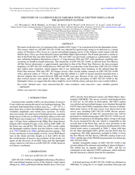 Discovery of a Luminous Blue Variable with an Ejection Nebula Near the Quintuplet Cluster