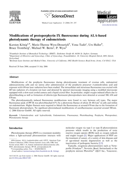 Modifications of Protoporphyrin IX Fluorescence During ALA-Based