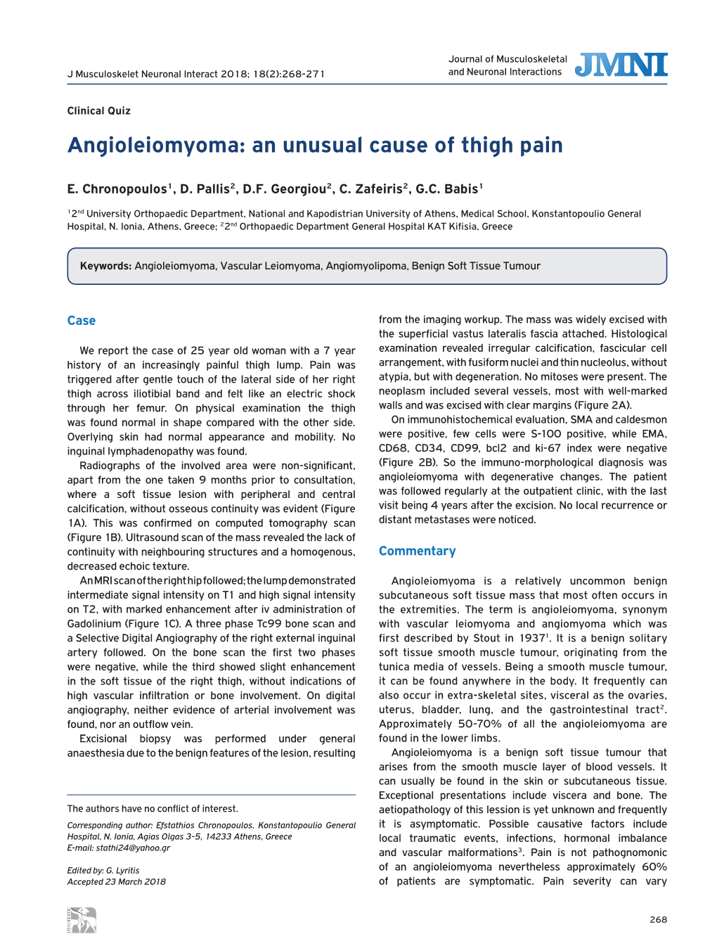 Angioleiomyoma: an Unusual Cause of Thigh Pain