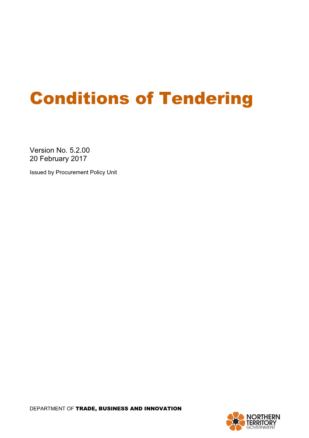 Conditions of Tendering