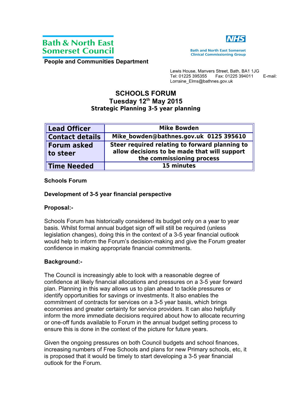 Strategic Planning 3-5 Year Planning