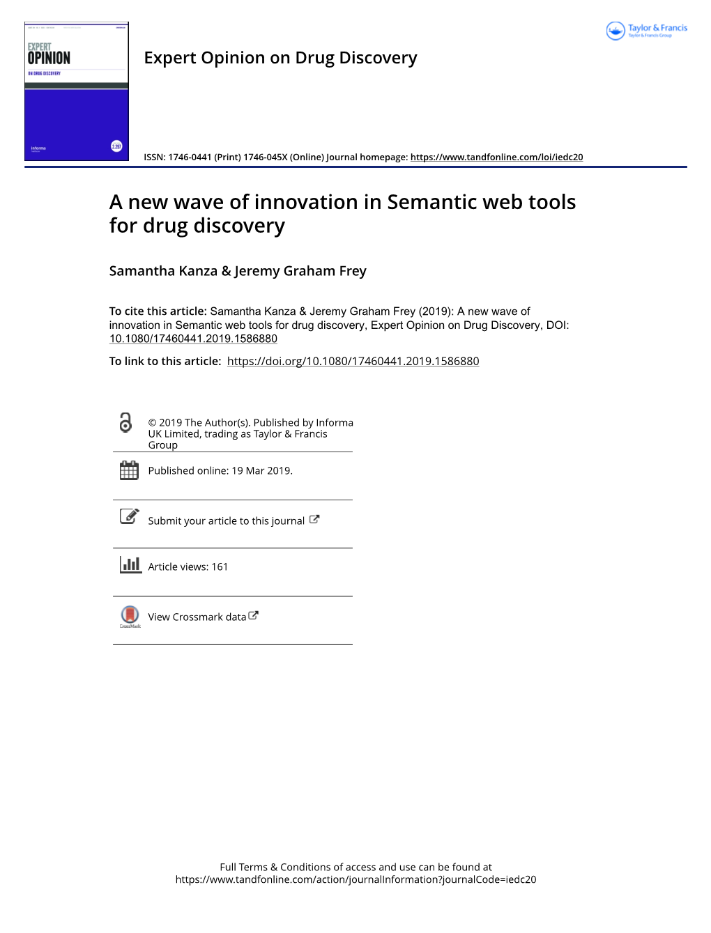 A New Wave of Innovation in Semantic Web Tools for Drug Discovery