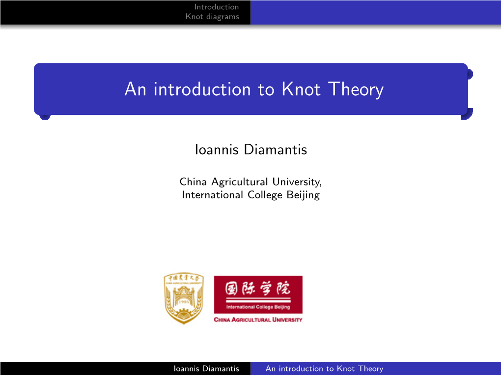 An Introduction to Knot Theory