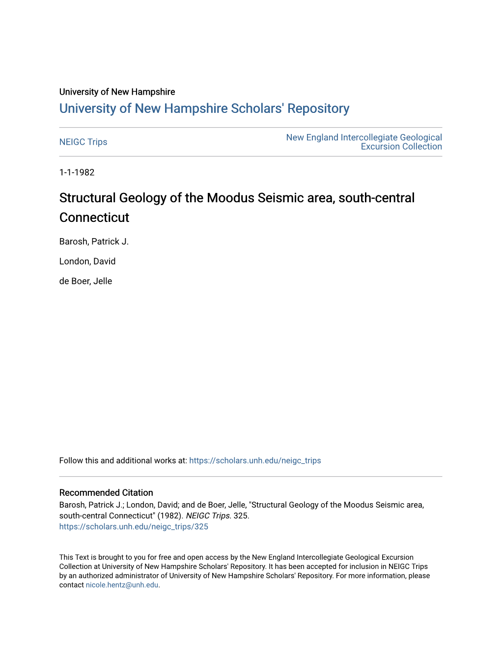 Structural Geology of the Moodus Seismic Area, South-Central Connecticut