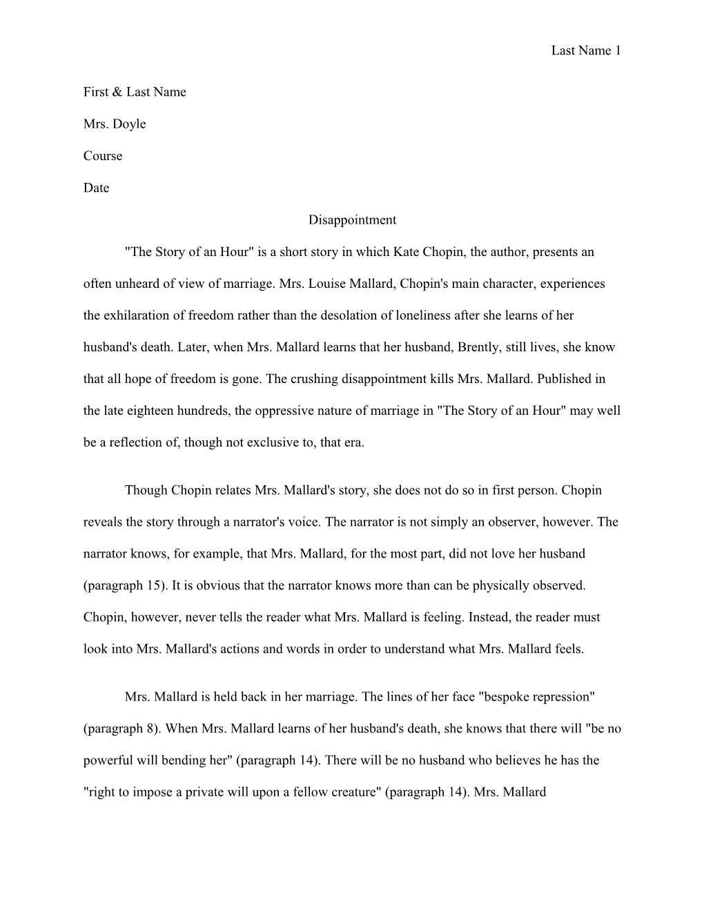 Example of a Literary Analysis Essay