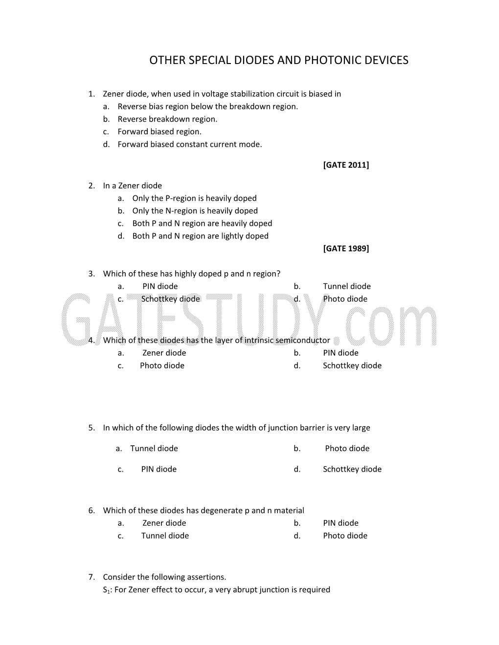 Other Special Diodes and Photonic Devices