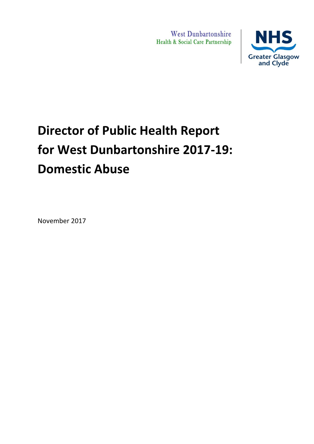Director of Public Health Report for West Dunbartonshire 2017-19: Domestic Abuse