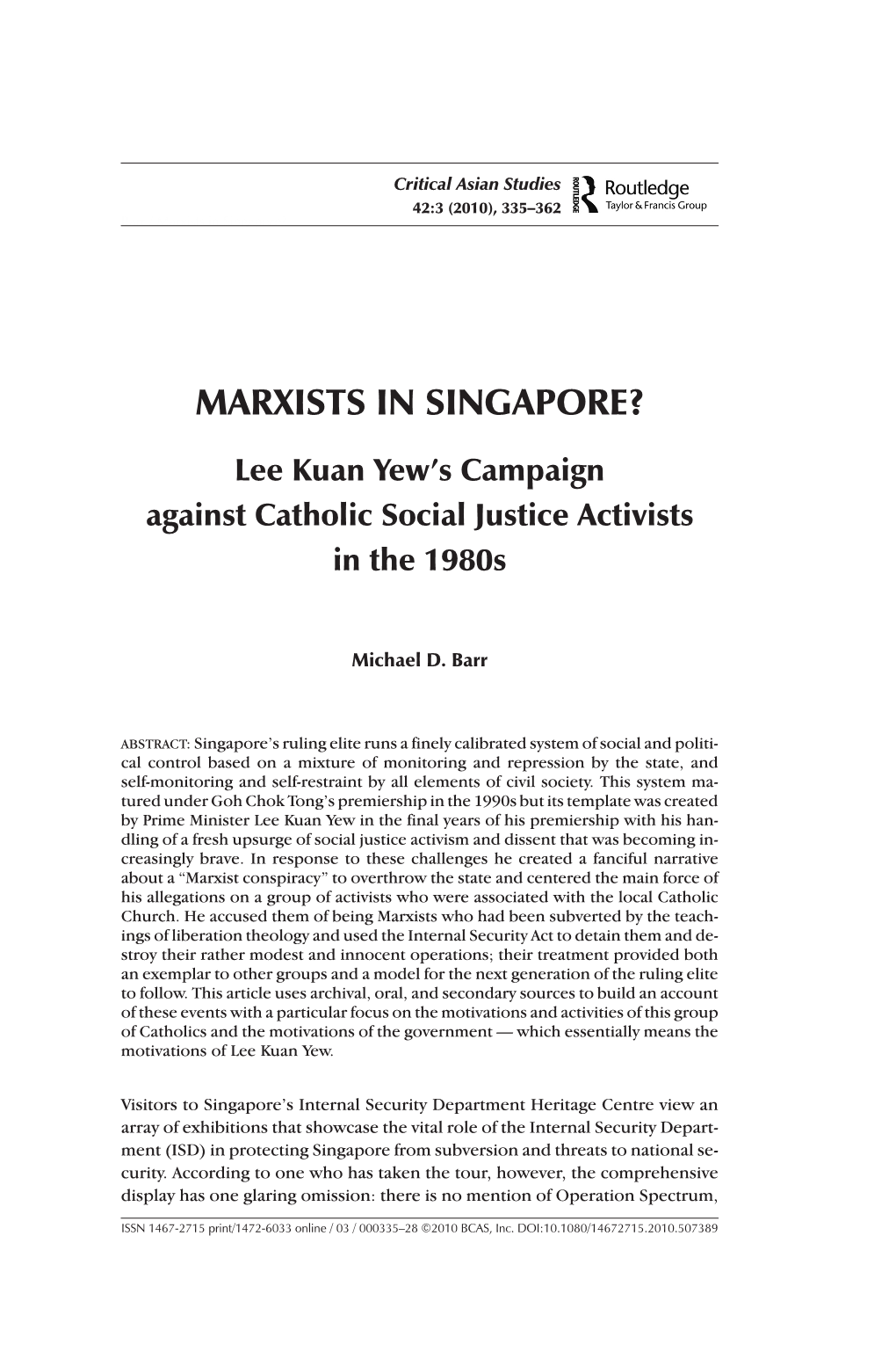 Marxists in Singapore?