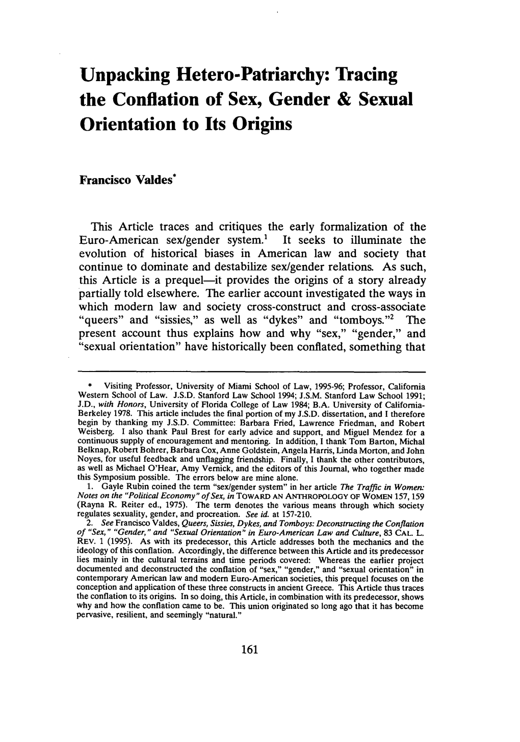 Unpacking Hetero-Patriarchy: Tracing the Conflation of Sex, Gender & Sexual Orientation to Its Origins