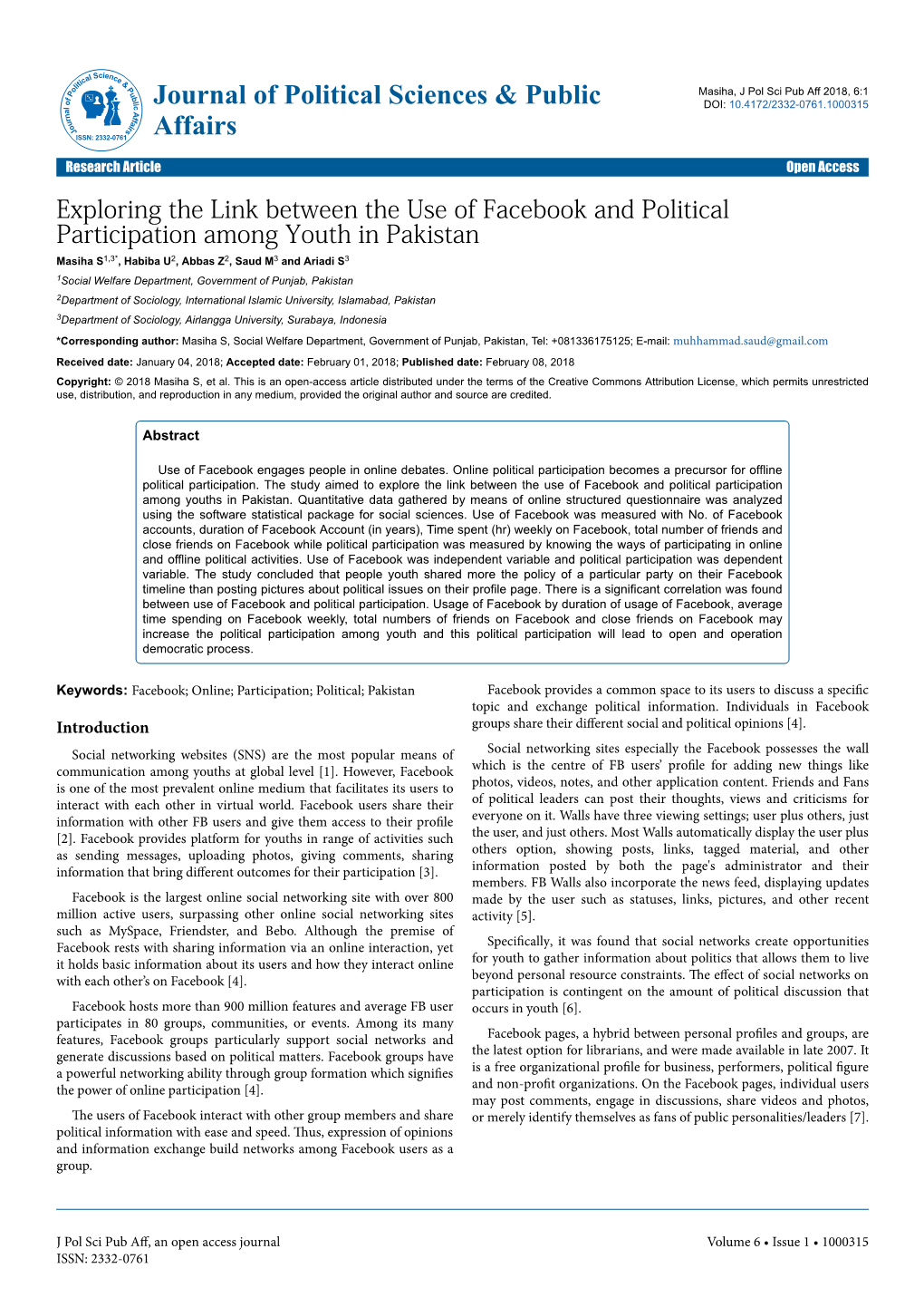 Exploring the Link Between the Use of Facebook and Political Participation