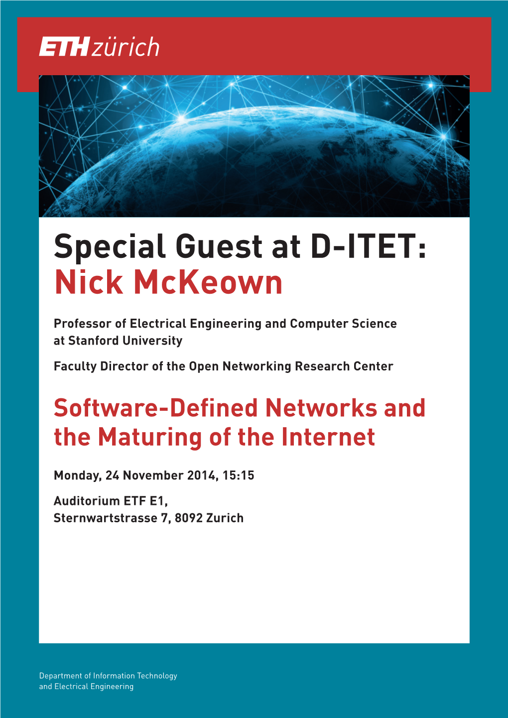 Special Guest at D-ITET: Nick Mckeown