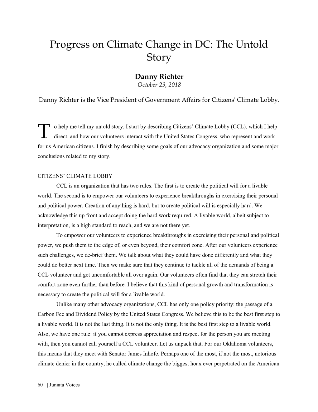 Progress on Climate Change in DC: the Untold Story