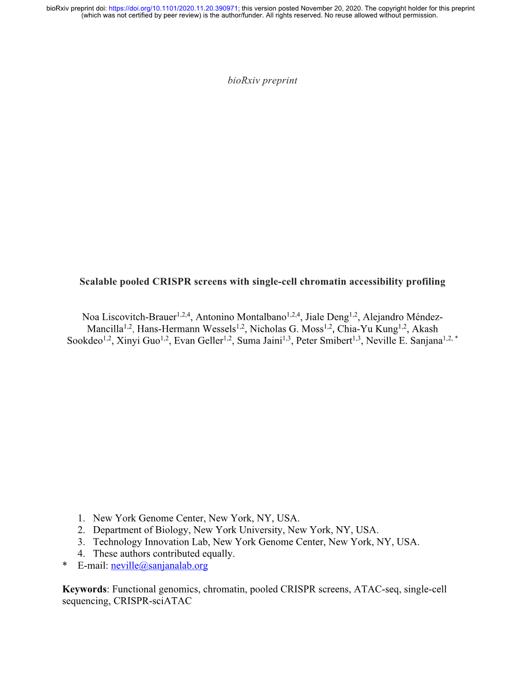 Scalable Pooled CRISPR Screens with Single-Cell Chromatin Accessibility Profiling