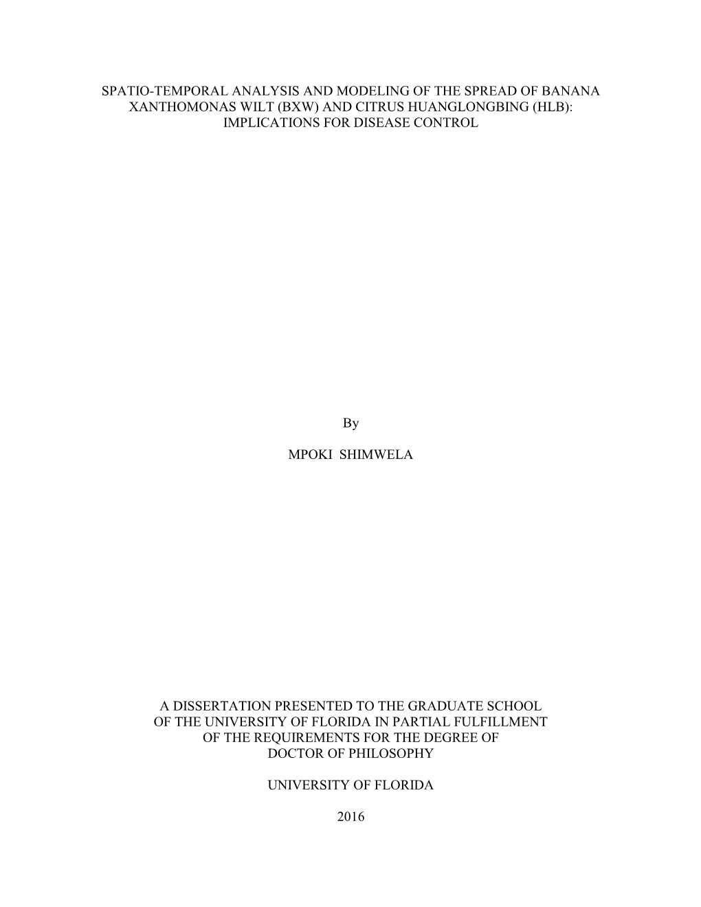 University of Florida Thesis Or Dissertation Formatting Template