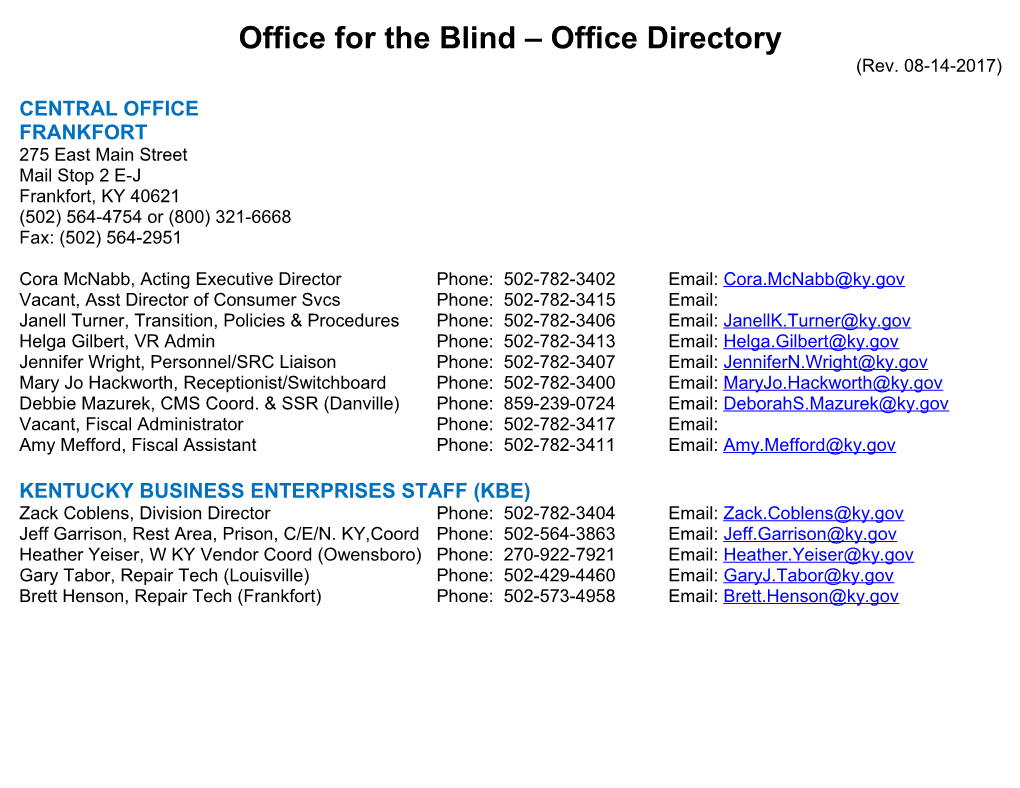 OFB Office Directory