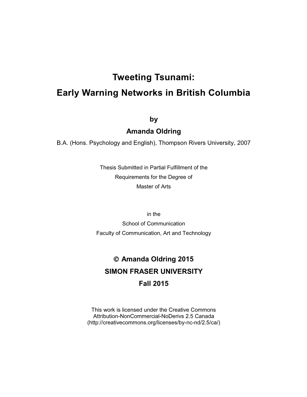 Tweeting Tsunami: Early Warning Networks in British Columbia