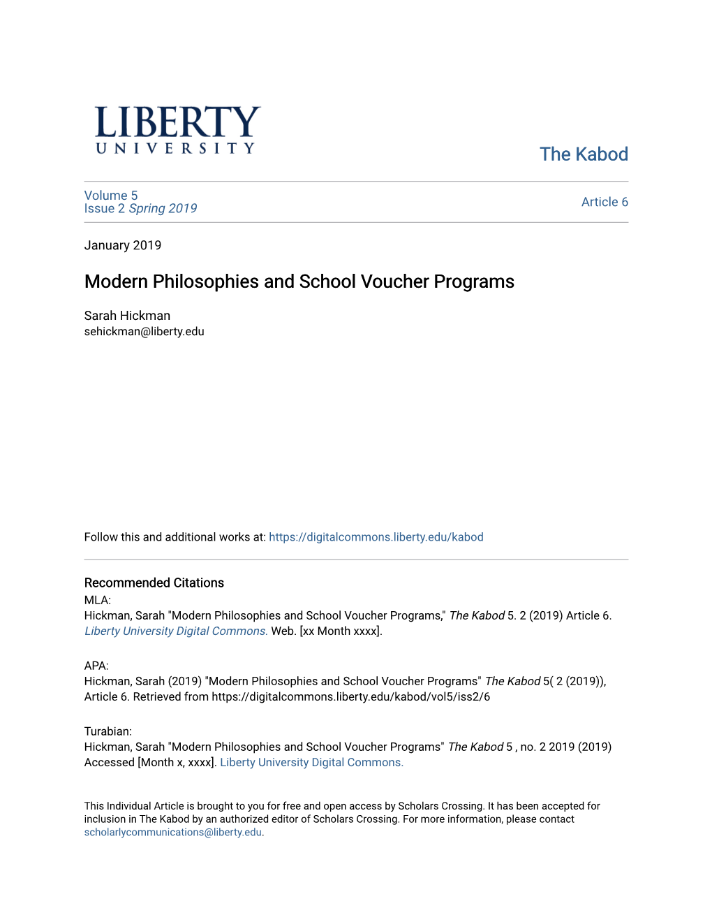 Modern Philosophies and School Voucher Programs