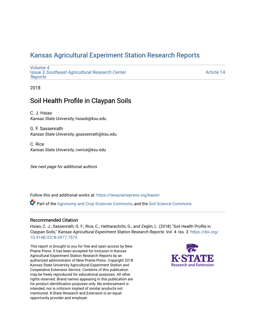 Soil Health Profile in Claypan Soils