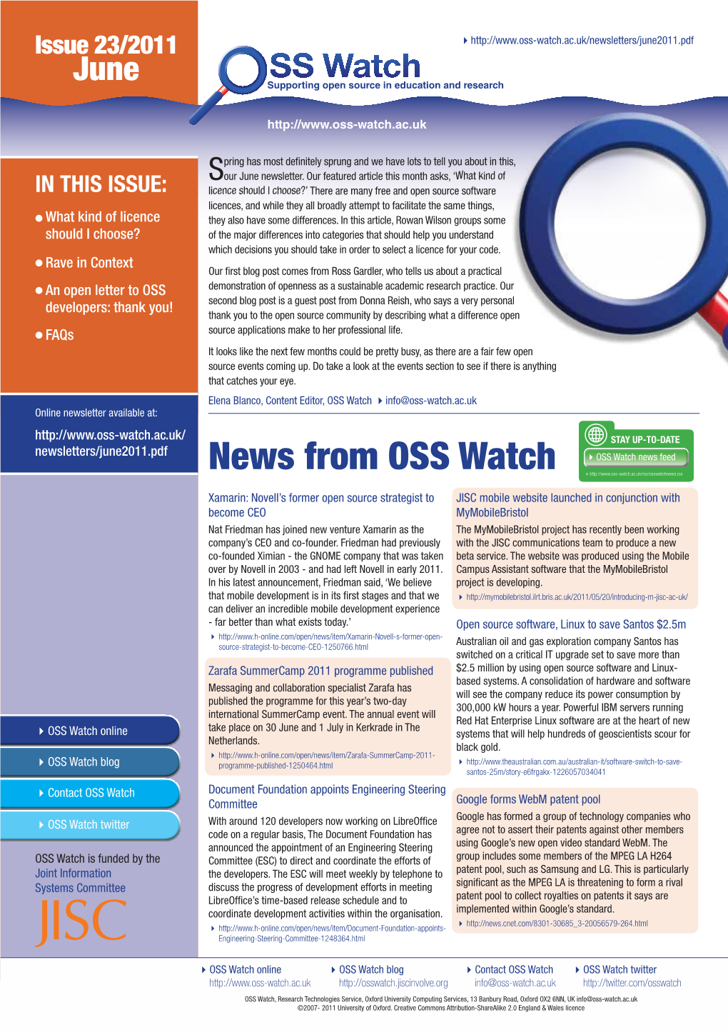 News from OSS Watch 