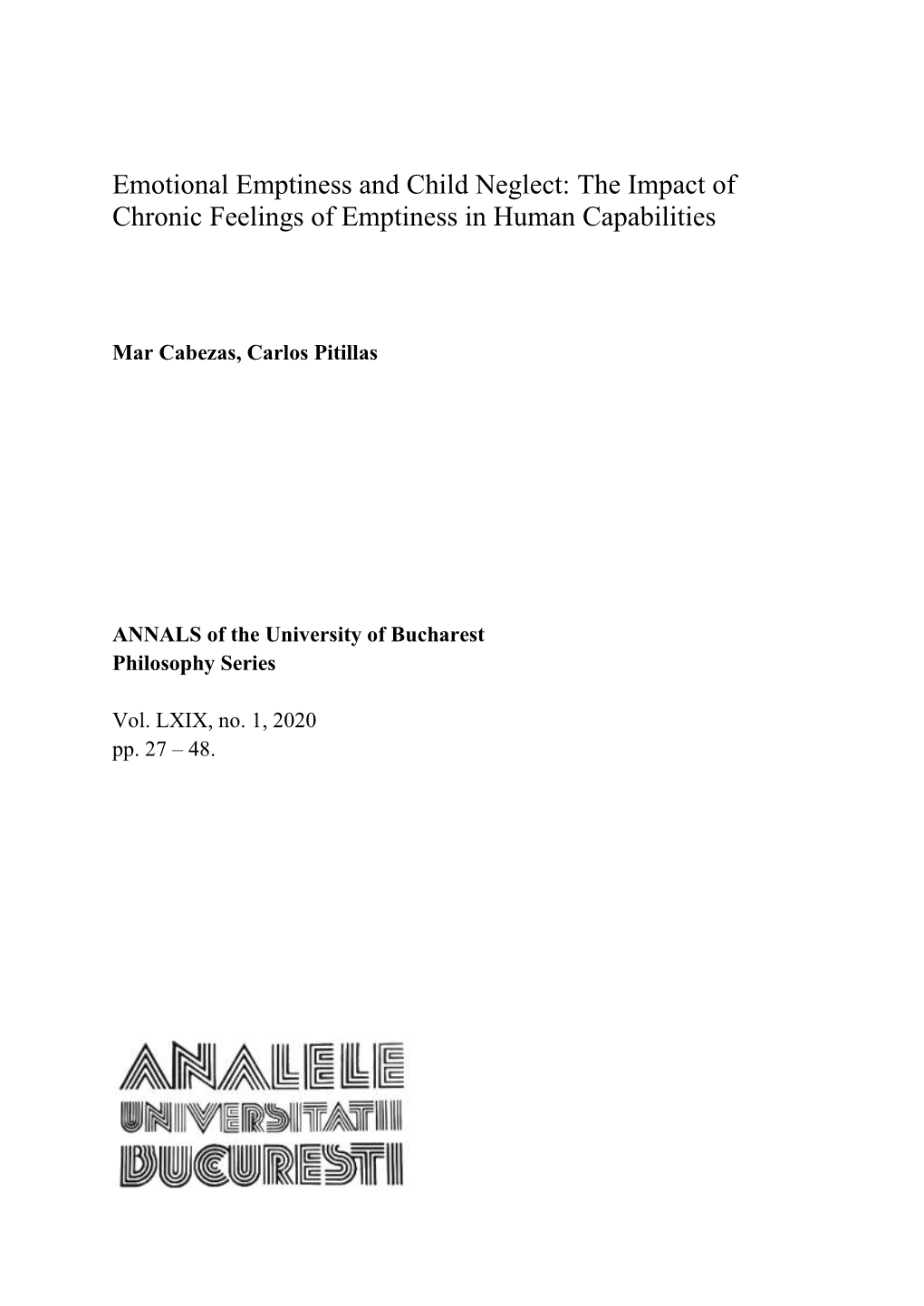 Emotional Emptiness and Child Neglect: the Impact of Chronic Feelings of Emptiness in Human Capabilities