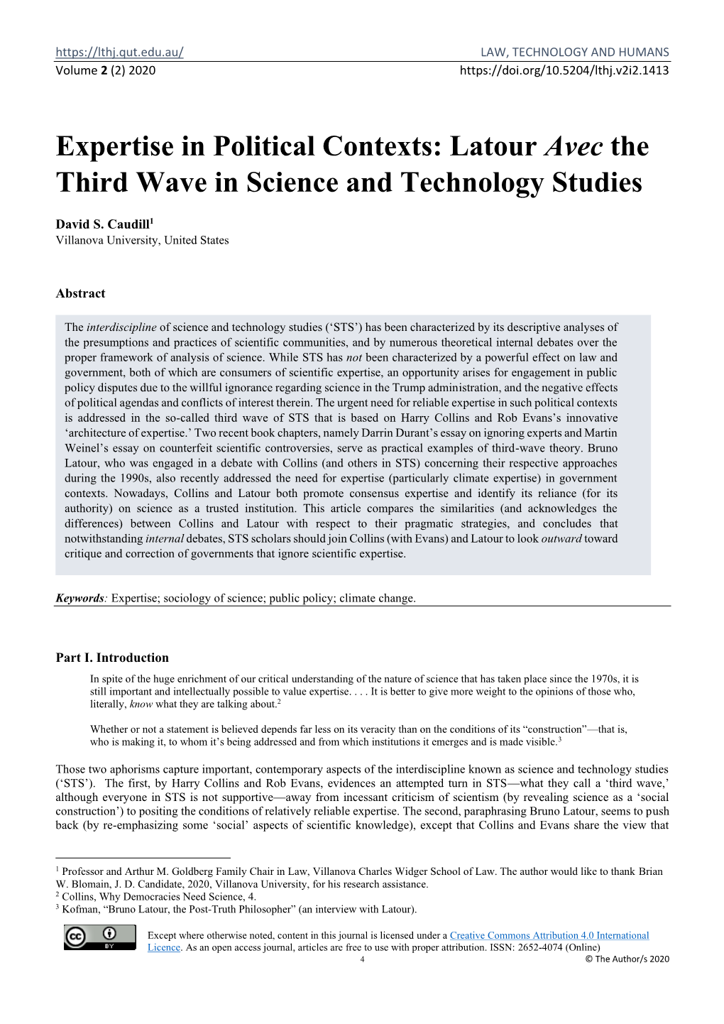 Latour Avec the Third Wave in Science and Technology Studies