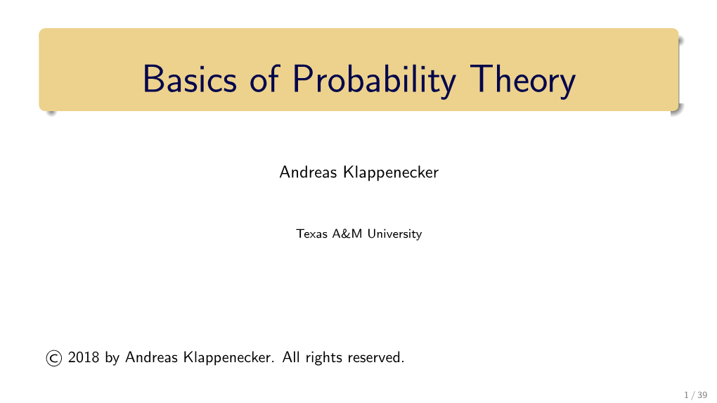 Basics of Probability Theory
